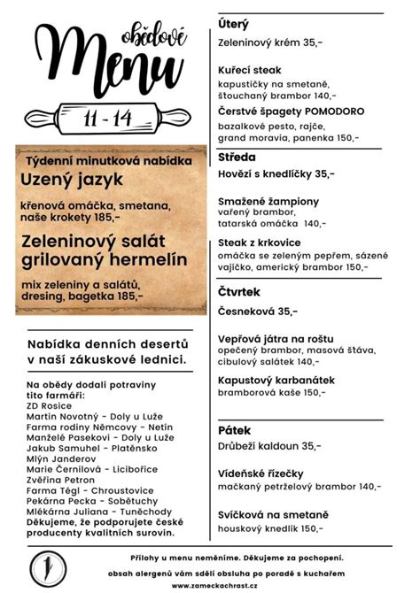 na rozhran klatovy|Polední menu 